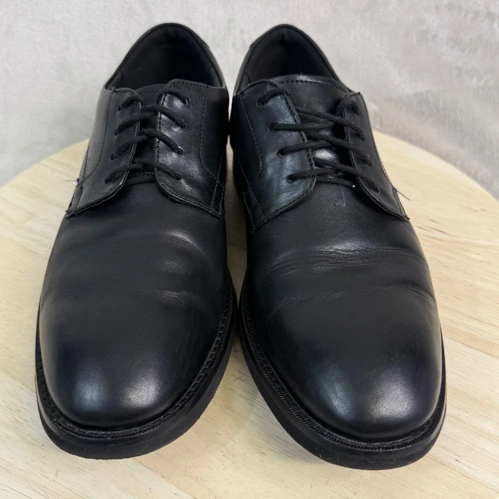 CLARKS COLLECTION Men's Shoes Sz 9M Black Leather Plain-Toe Derby Oxford Lace-Up